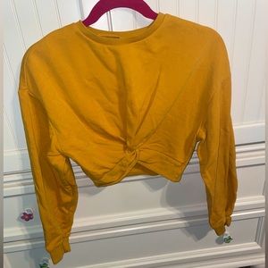 WORN ONCE- Yellow cropped knotted sweatshirt, XS